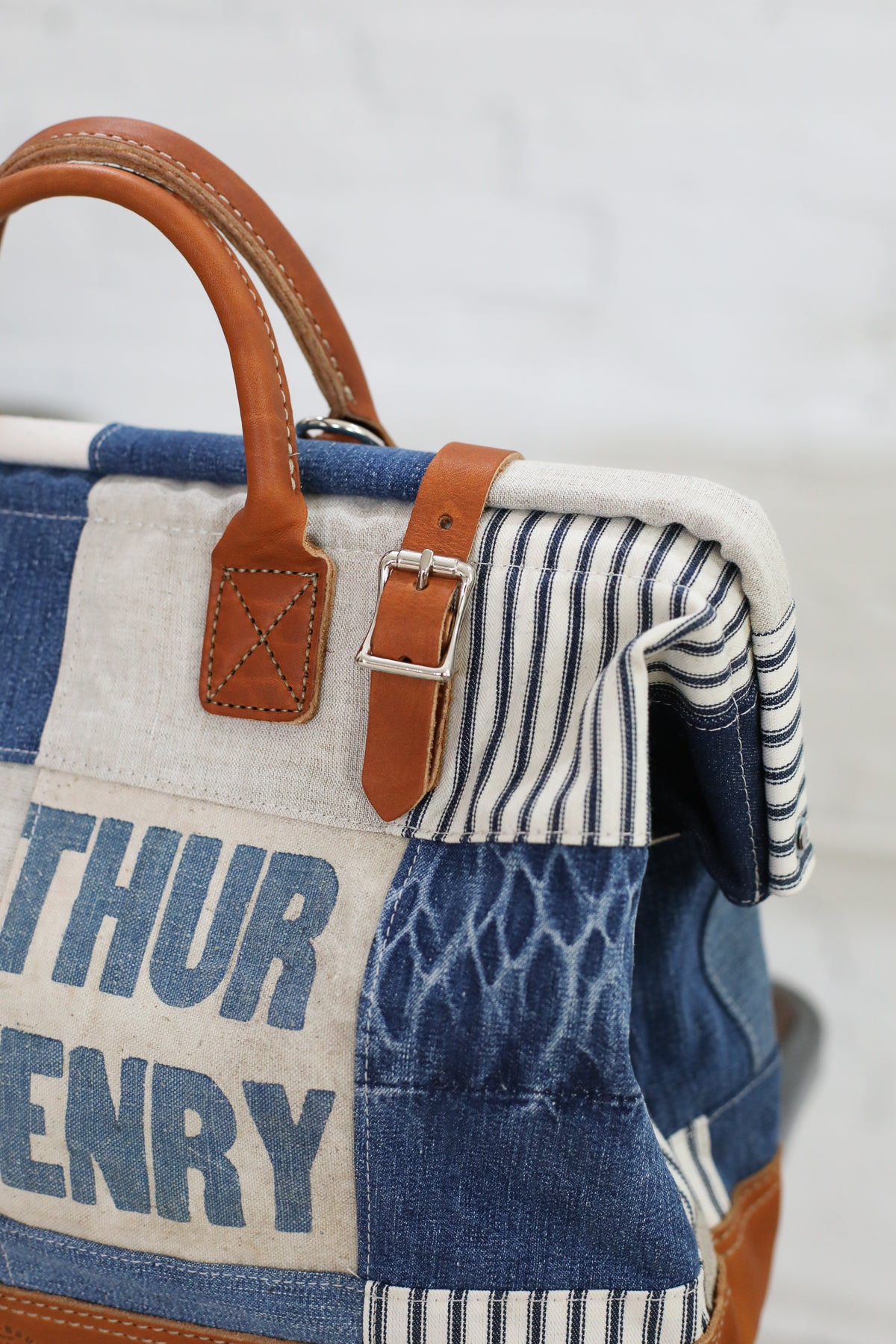 1940's era Salvaged Patchwork Canvas Carryall