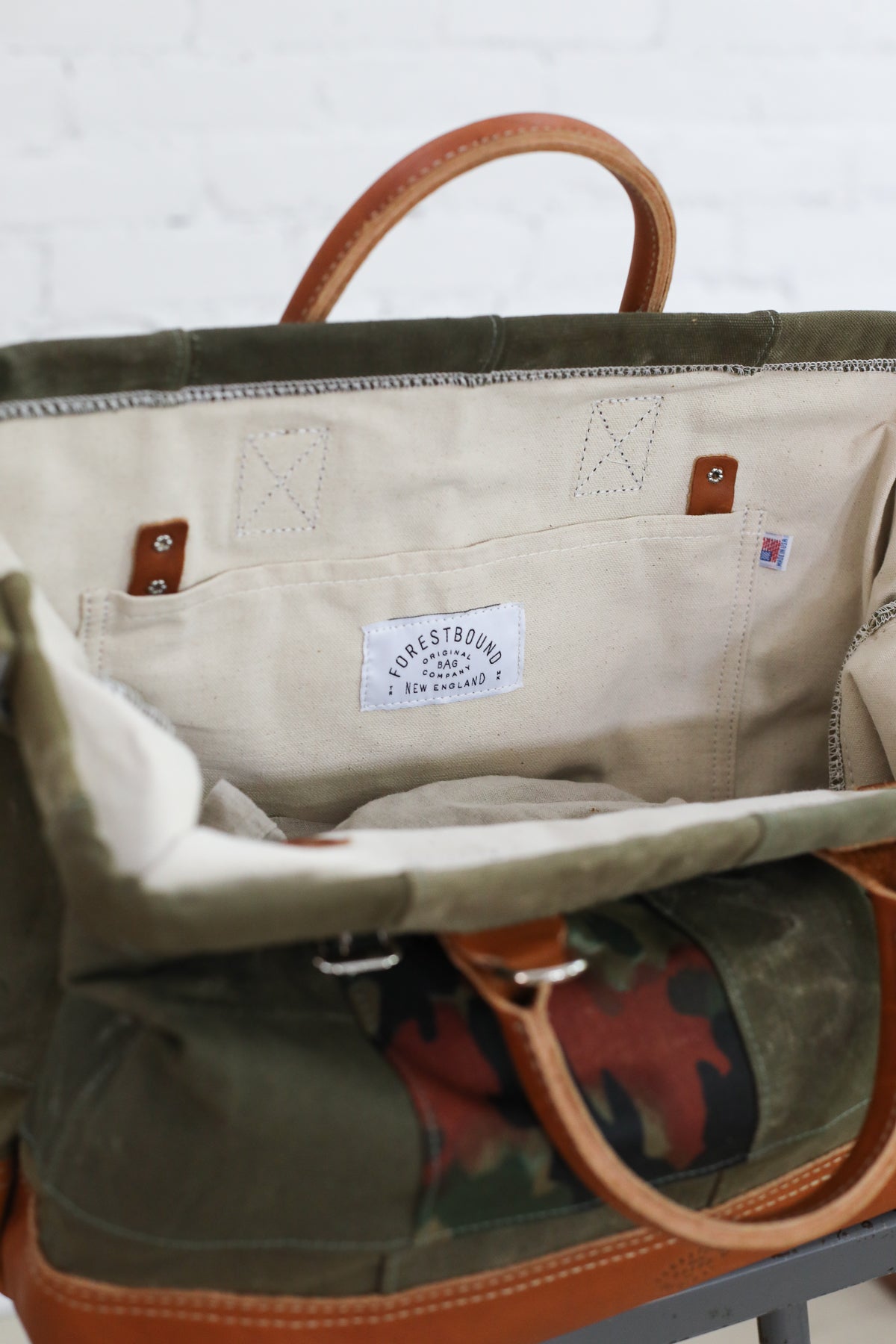 WWII era Salvaged Canvas Patchwork Carryall