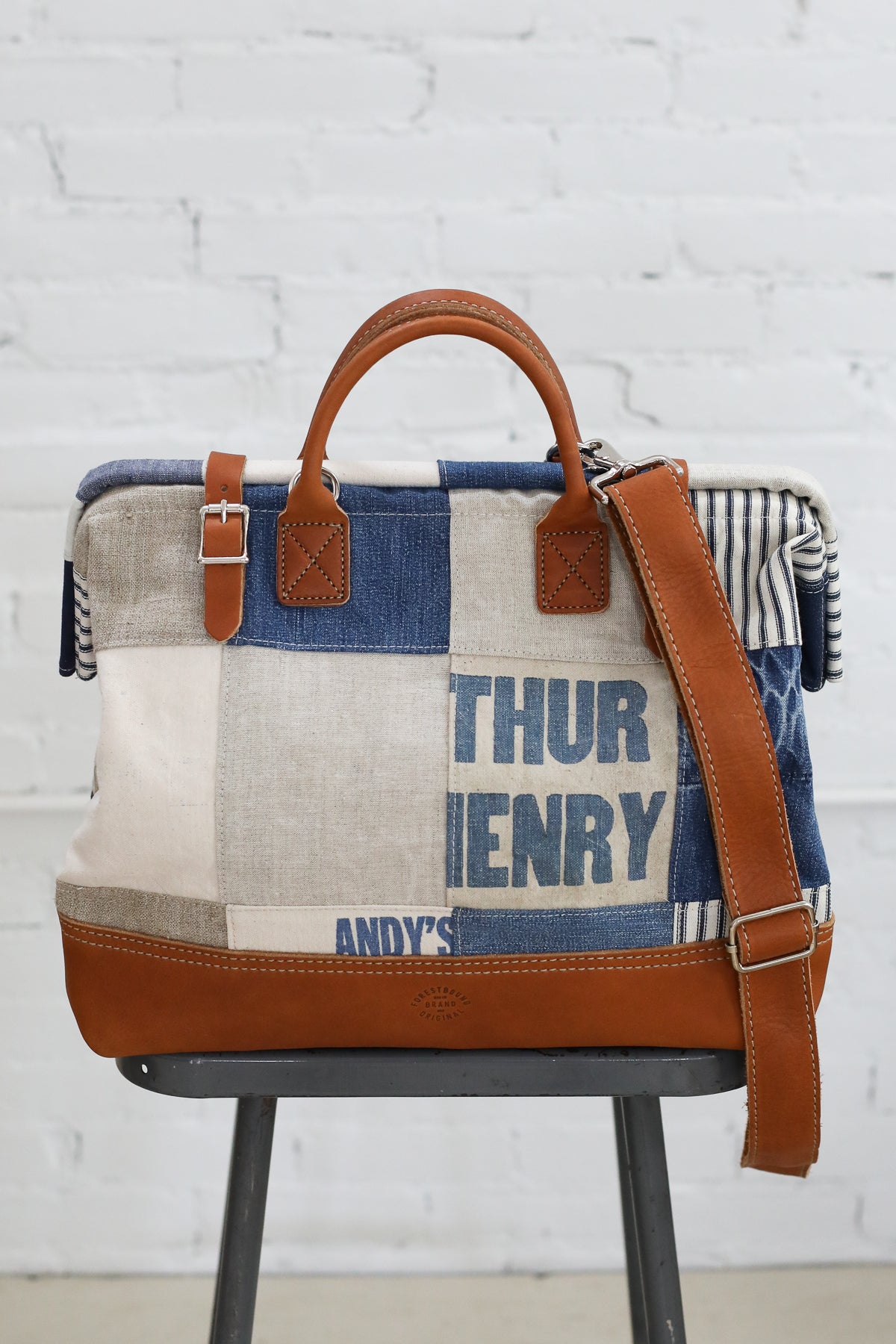 1940's era Salvaged Patchwork Canvas Carryall