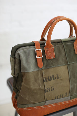 WWII era Salvaged Canvas Carryall