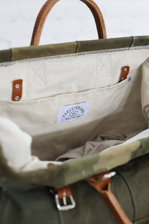 WWII era Salvaged Canvas Patchwork Carryall