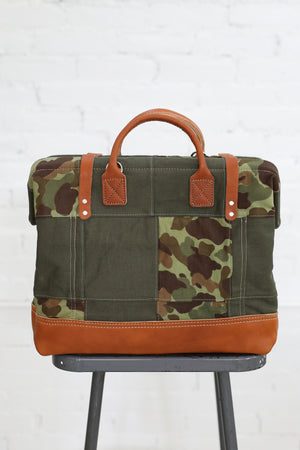 1940's era Salvaged Canvas Patchwork Carryall