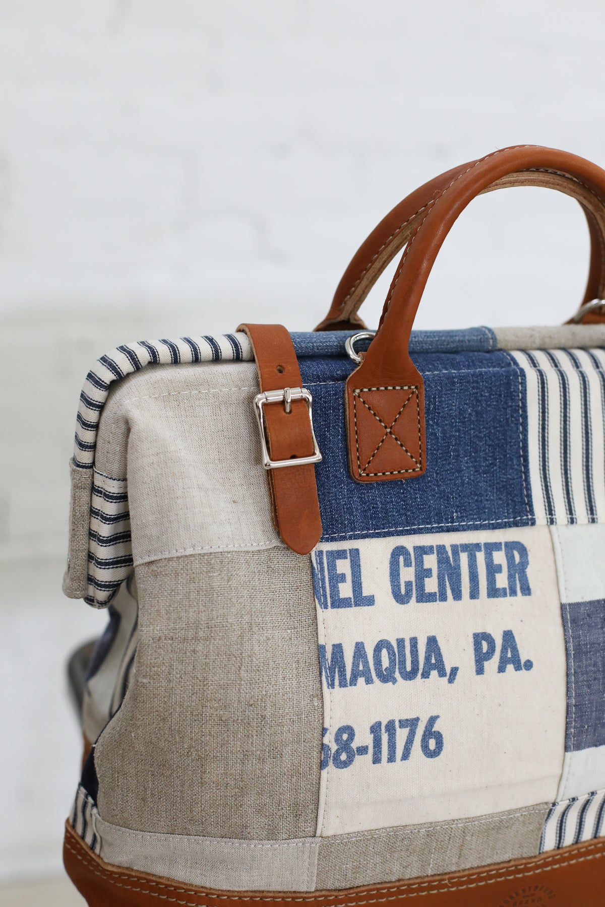 1940's era Salvaged Canvas Patchwork Carryall