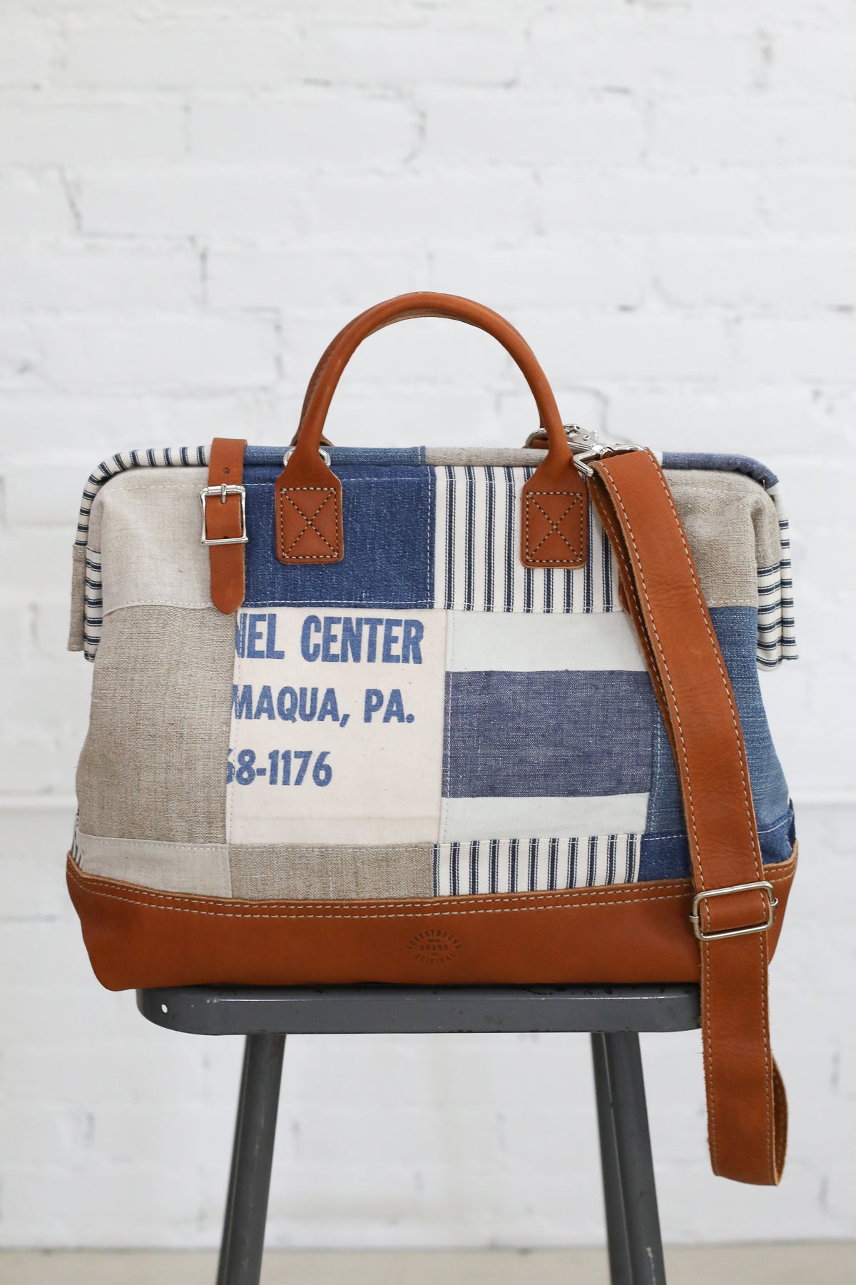 1940's era Salvaged Canvas Patchwork Carryall