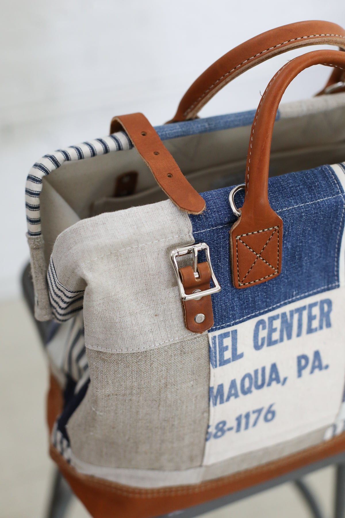 1940's era Salvaged Canvas Patchwork Carryall