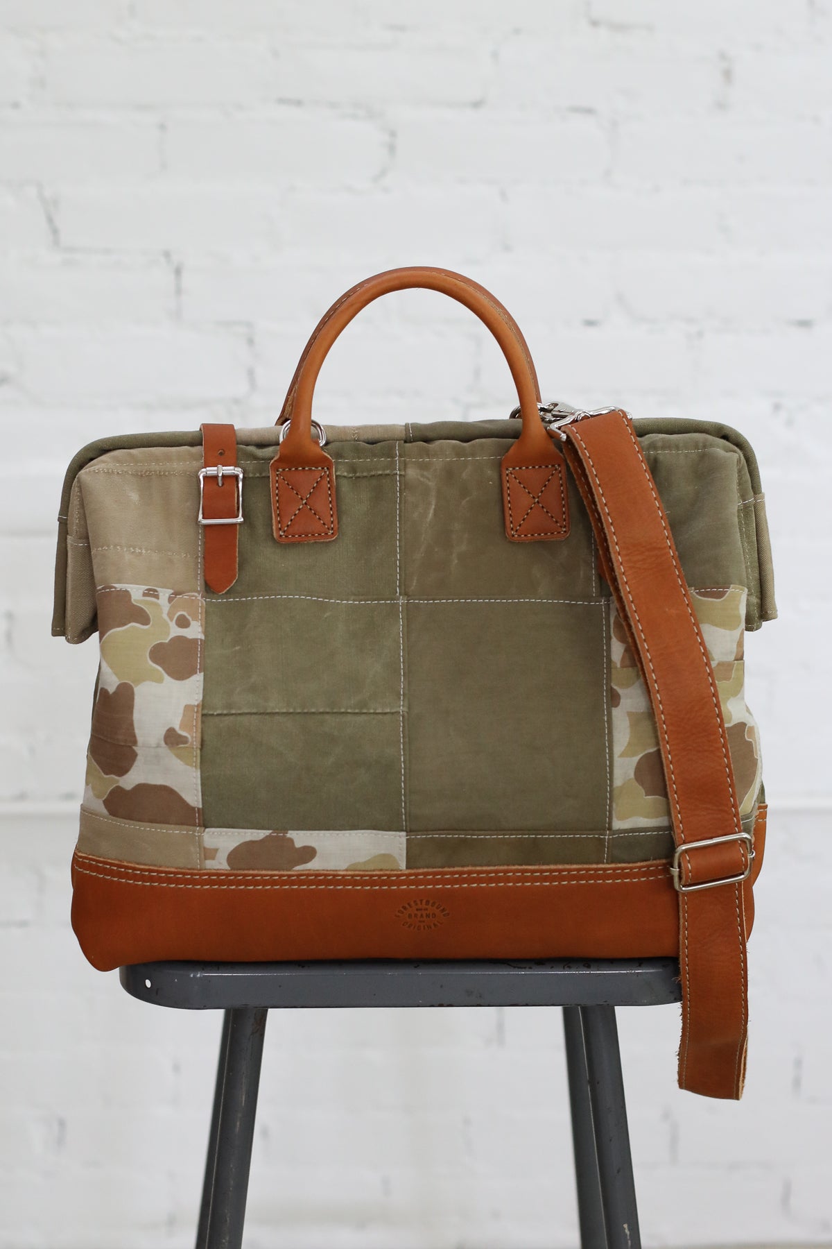 WWII era Salvaged Patchwork Canvas Carryall