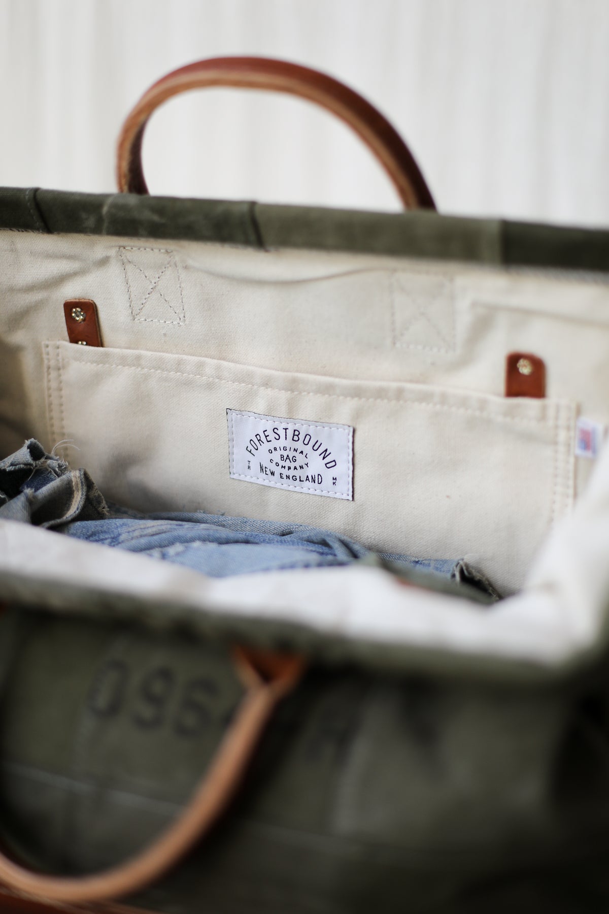 WWII era Salvaged Canvas Patchwork Carryall