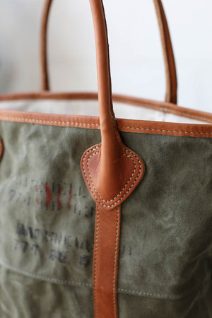 WWII era Salvaged Military Canvas Tote Bag