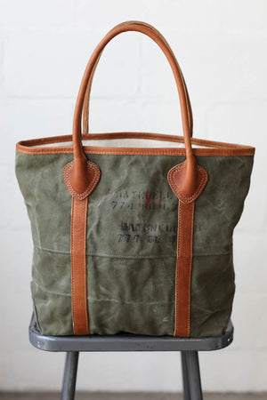 WWII era Salvaged Military Canvas Tote Bag