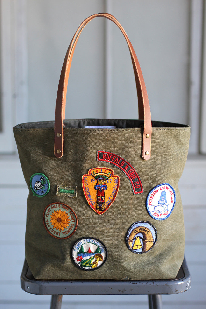 WWII era Canvas Tote Bag w/ Patches – FORESTBOUND