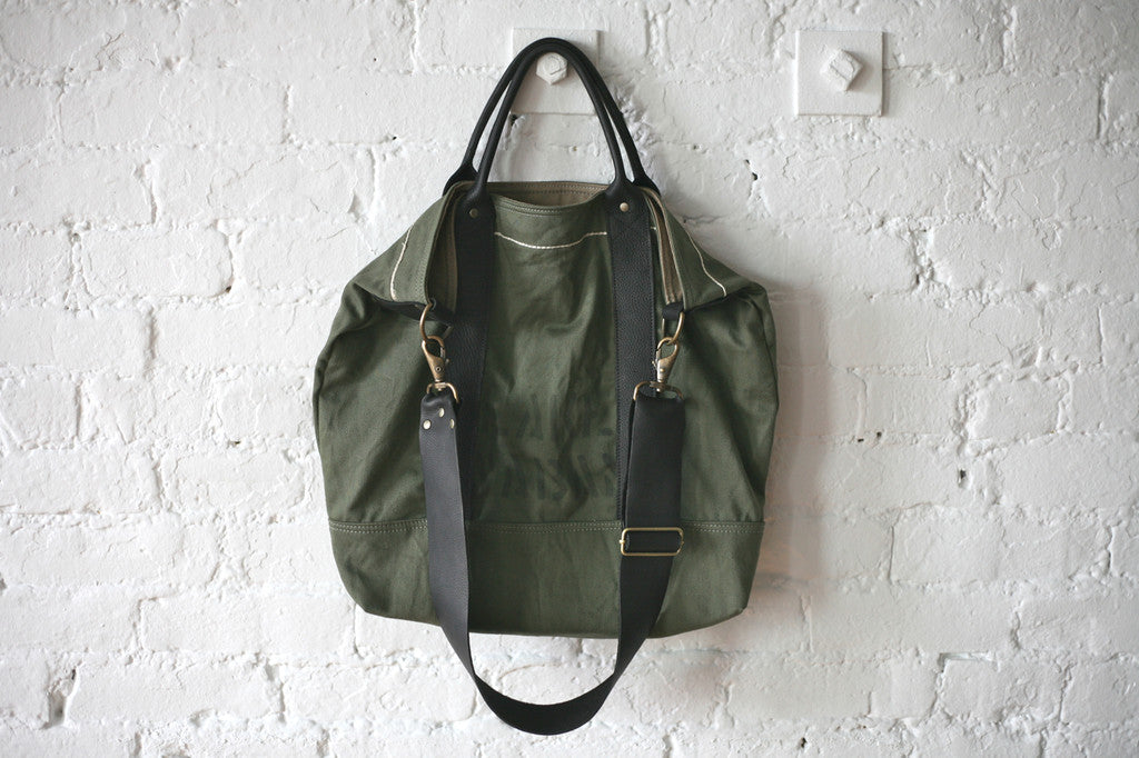 1950's era Cotton & Leather Carryall - SOLD