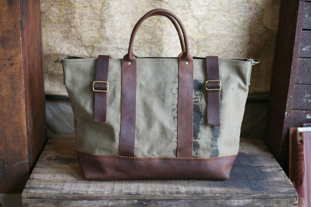 WWII era Canvas and Leather Carryall - SOLD – FORESTBOUND